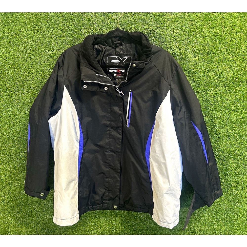 ZeroXposur Women's Plus 1X Hooded Colorblock Ski Jacket Zip Polyester